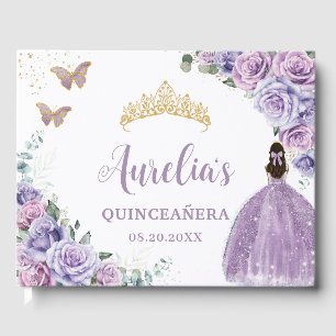 QUINCEAÑERA Lavender Lilac Lila Blumenprinzessin Gästebuch