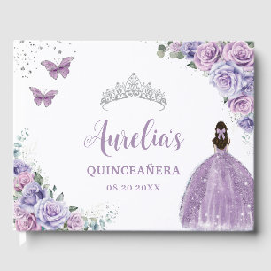 QUINCEAÑERA Lavender Lilac Lila Blumenprinzessin Gästebuch
