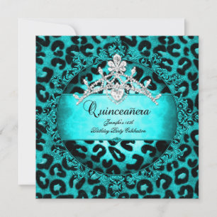 Quinceanera Leopard aquamarines blaues Tiara Einladung