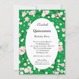 Quinceanera Light Pink Blossom Blume Grün Einladung