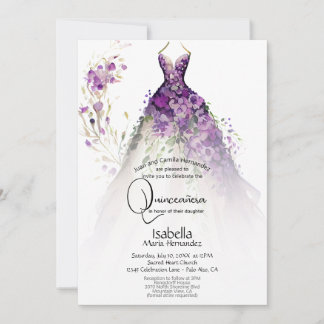 Quinceañera | Lila Blumenkleid Einladung