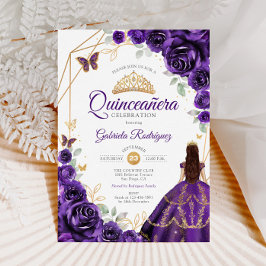 Quinceanera Lila Blumenkleid Gold Einladung