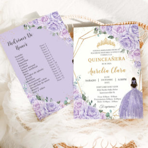 Quinceañera Lila Flieder Blumen 15 Jahre Padrinos Einladung