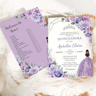 Quinceañera Lila Flieder Blumen 15 Jahre Padrinos Einladung