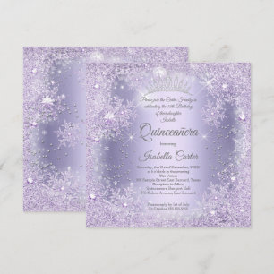 Quinceanera Lila Flieder Schneeflocke Winterparty Einladung