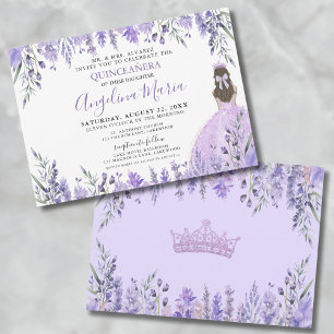 Quinceañera Lila Florale Prinzessin Einladung