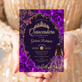 Quinceanera Lila Gold Einladung