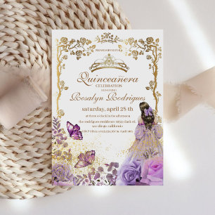 Quinceanera Lila Gold White Einladung