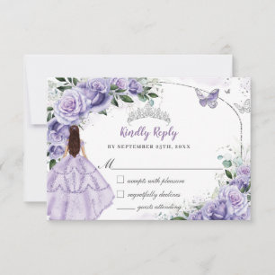 Quinceanera Lila Lavendel Flieder Florale Prinzess RSVP Karte