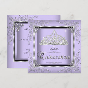 Quinceanera Lila Lavendel Silber Diamant Tiara 3 Einladung