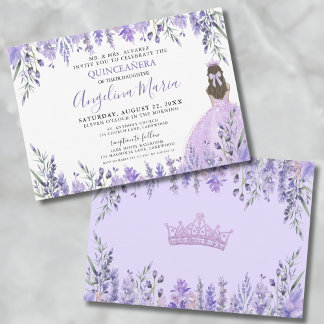 Quinceañera Lila Lilac Floral Princess Einladung