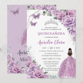 Quinceañera Lila Lilac Floral Princess Geburtstag Einladung