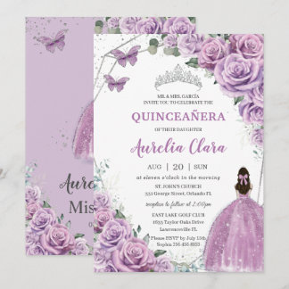 Quinceañera Lila Lilac Floral Princess Geburtstag Einladung