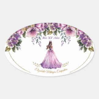 Quinceañera Lila Lilac Oval Sticker