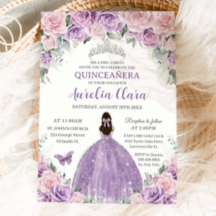 Quinceañera Lila Lilac Pale Pink Blütenprinzessin Einladung