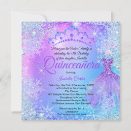 Quinceanera Lila Pink Blue Winter Wunderland Einladung