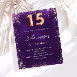 Quinceanera lila Rose Gold Party Einladung