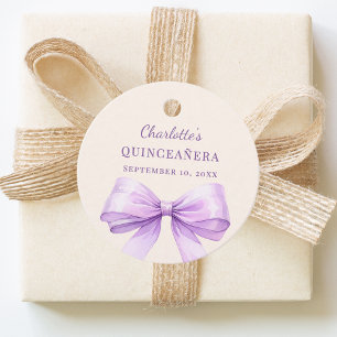 Quinceanera lila Schleife elfenbein DIY handschrif Geschenkanhänger