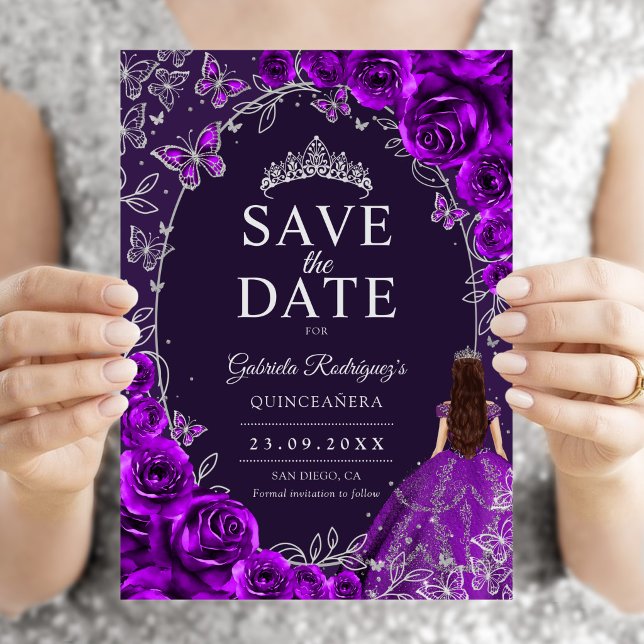 Quinceanera Lila Silber Save The Date (Von Creator hochgeladen)