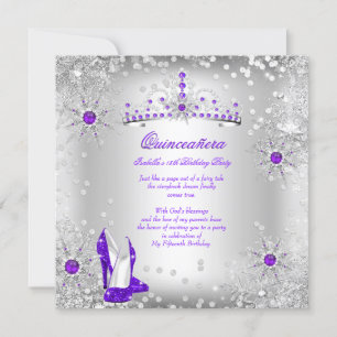 Quinceanera Lila Silber Winterwunderland Einladung