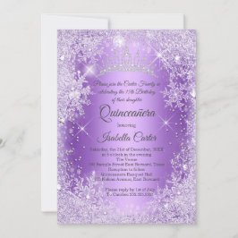 Quinceanera Lila Snowflake Winter Wonderland Einladung