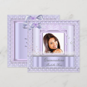 Quinceanera Lila Spitzenparty Foto Lavendel Einladung