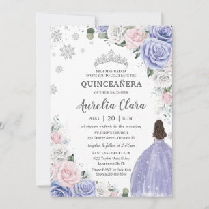 Quinceañera Lila Weißrosa Blütenschnee Einladung