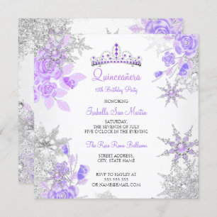 Quinceanera Lila Winter Wonderland Schneeflocke Einladung