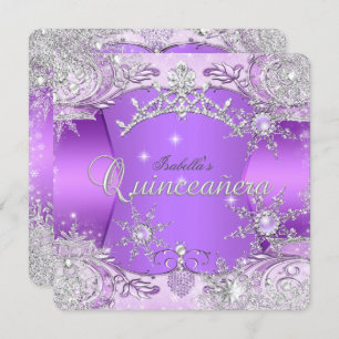 Quinceanera Lila Winter Wonderland Schneeflocken Einladung