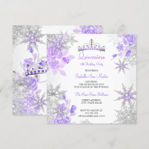 Quinceanera Lila Winterwunderland Schneeflocke Einladung