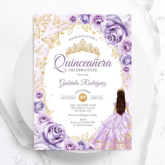 Quinceanera Lilac Lila Einladung (Von Creator hochgeladen)