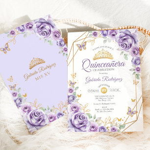 Quinceanera Lilac Lila Floral Einladung