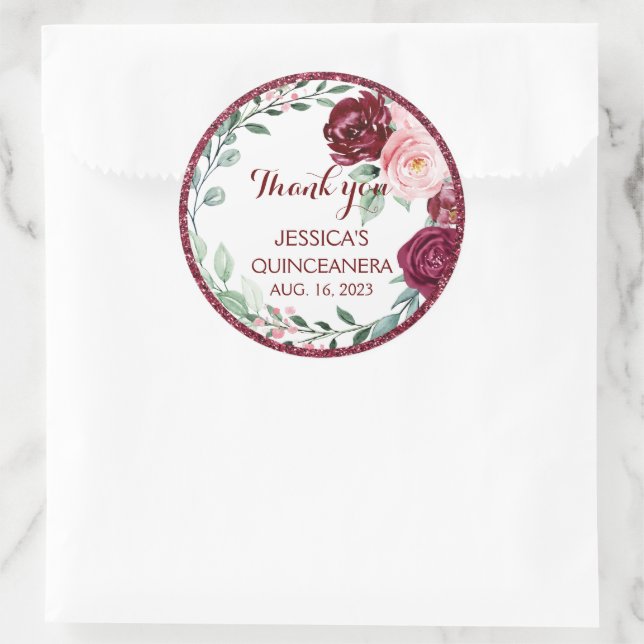 Quinceanera Lilac Lila Floral Round Sticker (Tasche)
