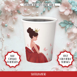 Quinceañera Magenta Elegante Princess Paper Cup Pappbecher
