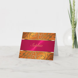 Quinceanera Magenta Pink Orange Gold Filigree Einladung