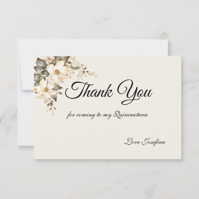 Quinceanera Magnolia Thank You Card Dankeskarte (Vorderseite)