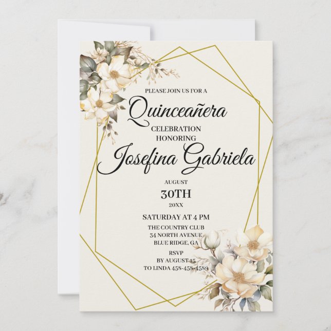 Quinceañera Magnolias in bloom Invitation Einladung (Vorderseite)