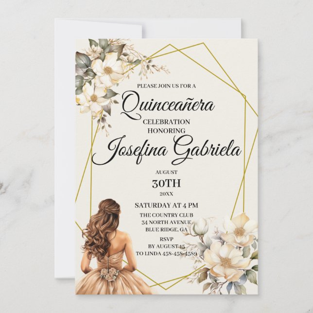 Quinceañera Magnolias in bloom Invitation Einladung (Vorderseite)