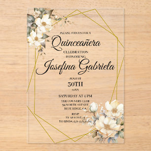 Quinceanera Magnolie Acryleinladungen