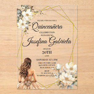 Quinceanera Magnolie Acryleinladungen