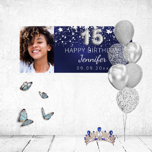 Quinceanera Marine blaue Sterne Foto Party Banner