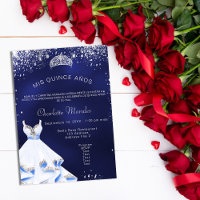 Quinceanera Marine blauen silbernen Kleid tiara Lu