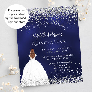 Quinceanera Marineblau-blaues weißes Kleid Einladu