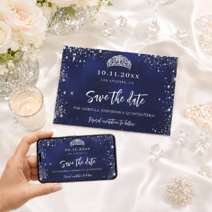 Quinceanera marineblaue silberne Tiara glamourös Save The Date