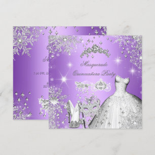 Quinceanera-Maskenball Magische Prinzessin Lila Einladung