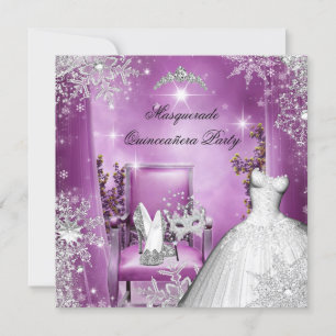 Quinceanera Maskerade Magische Prinzessin Rosa Einladung
