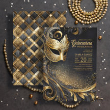 Quinceanera Masquerade Black Gold ID1031