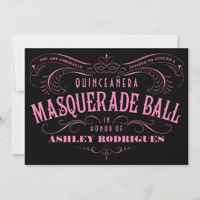 Quinceanera Masquerade Einladungen (Vorderseite)