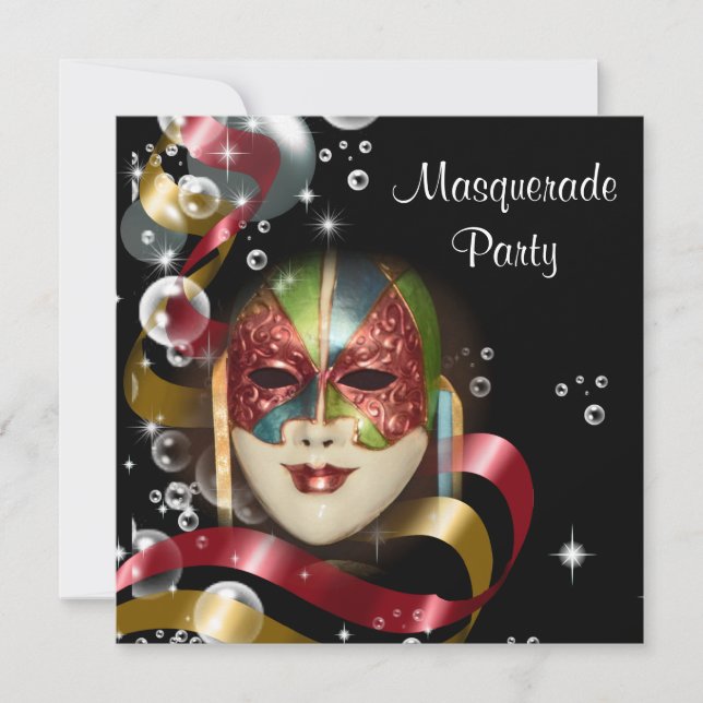 Quinceanera Masquerade Maske PERSONALISIEREN Einladung (Vorderseite)
