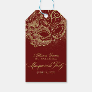 Quinceanera Masquerade Party Gold Burgund Geschenkanhänger